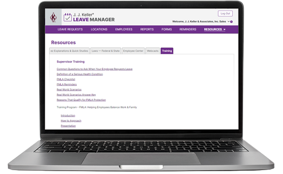 Laptop showing Employee Center