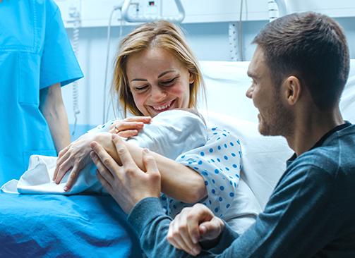 Parents with newborn baby