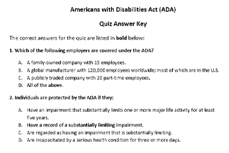 Quiz and Answer Key